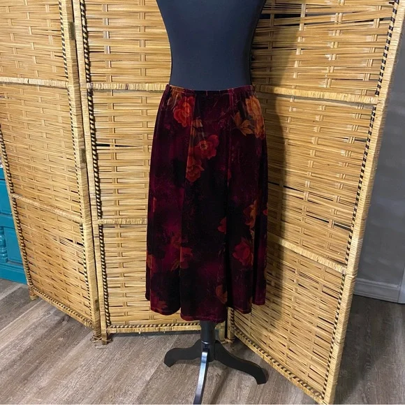 Vintage velvet floral Skirt Phoebe Buffet Y2K - Picture 2 of 6